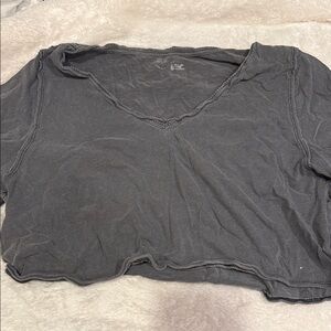 Aerie Charcoal V-Neck Crop Top